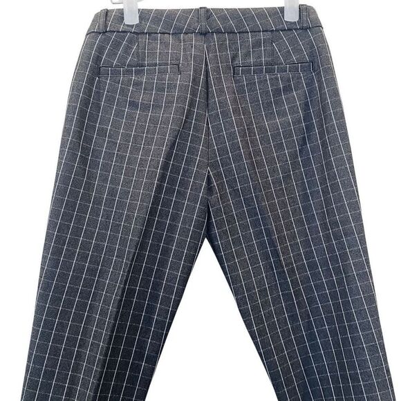 Banana Republic Windowpane Sloan Fit Trouser Ankle Pants Black White Size 2 - Picture 4 of 7